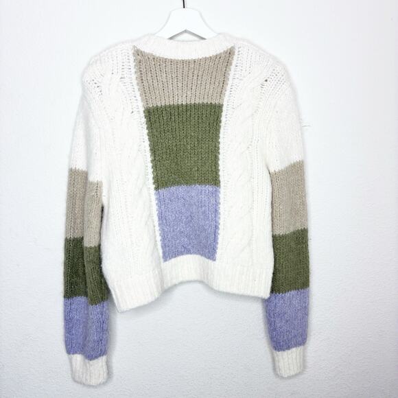 & Other Stories Color Block Mixed Knit Style Chunky Cream Sweater S - Picture 1 of 8
